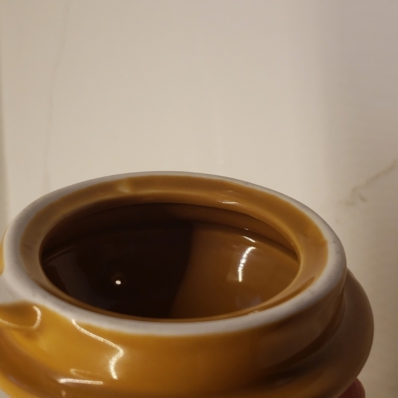 𝅺vintage Tim Horton's Coffee Tea Pot White Brown lid 5"h x 9"w - Picture 9 of 11